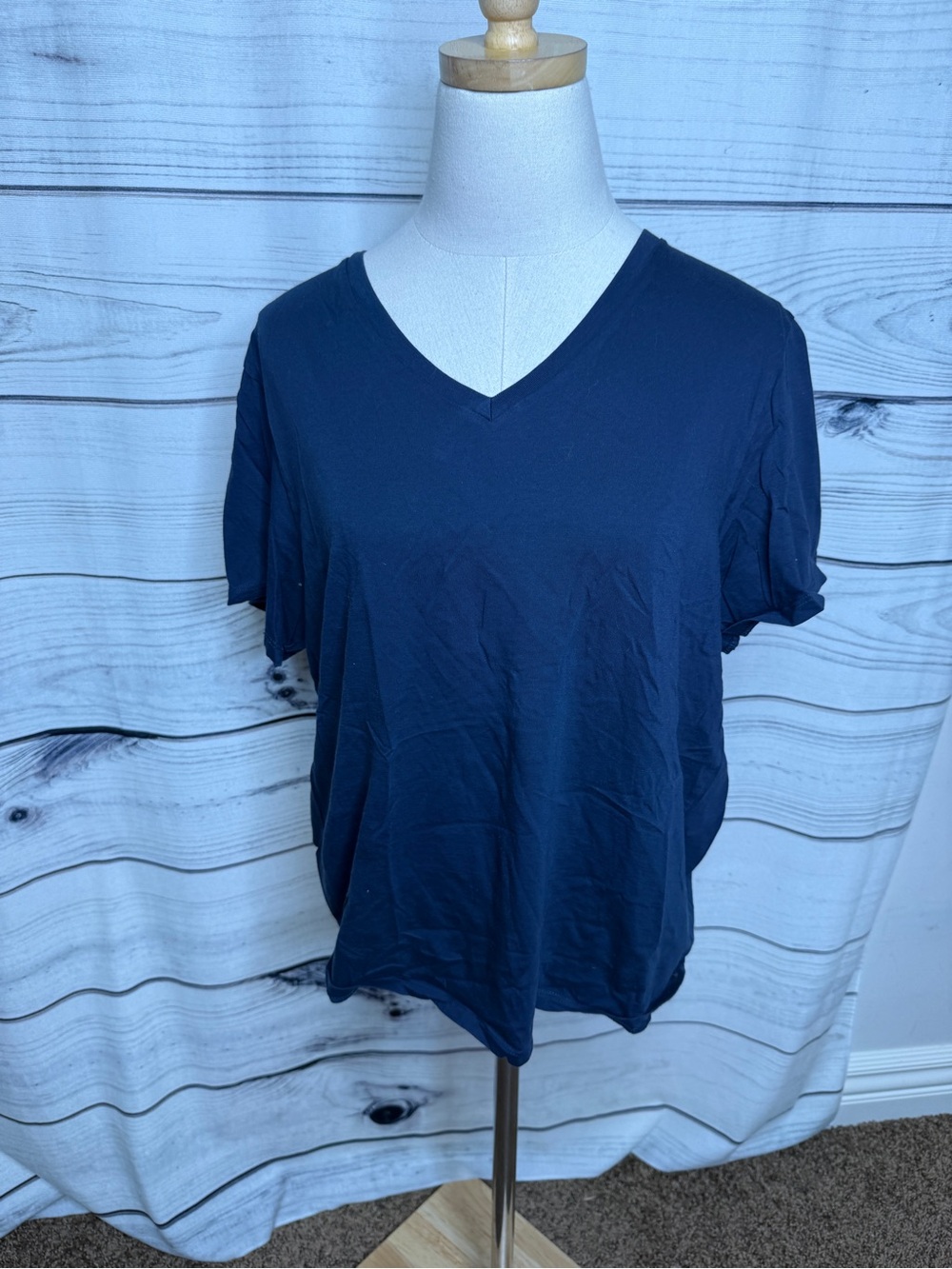 Bombas Navy V-Neck Short Sleeve Pima Cotton Tee